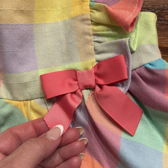 Bonnie baby girl pastel plaid spring flutter dress ruffled  button back 6-9 MO - Picture 3 of 9
